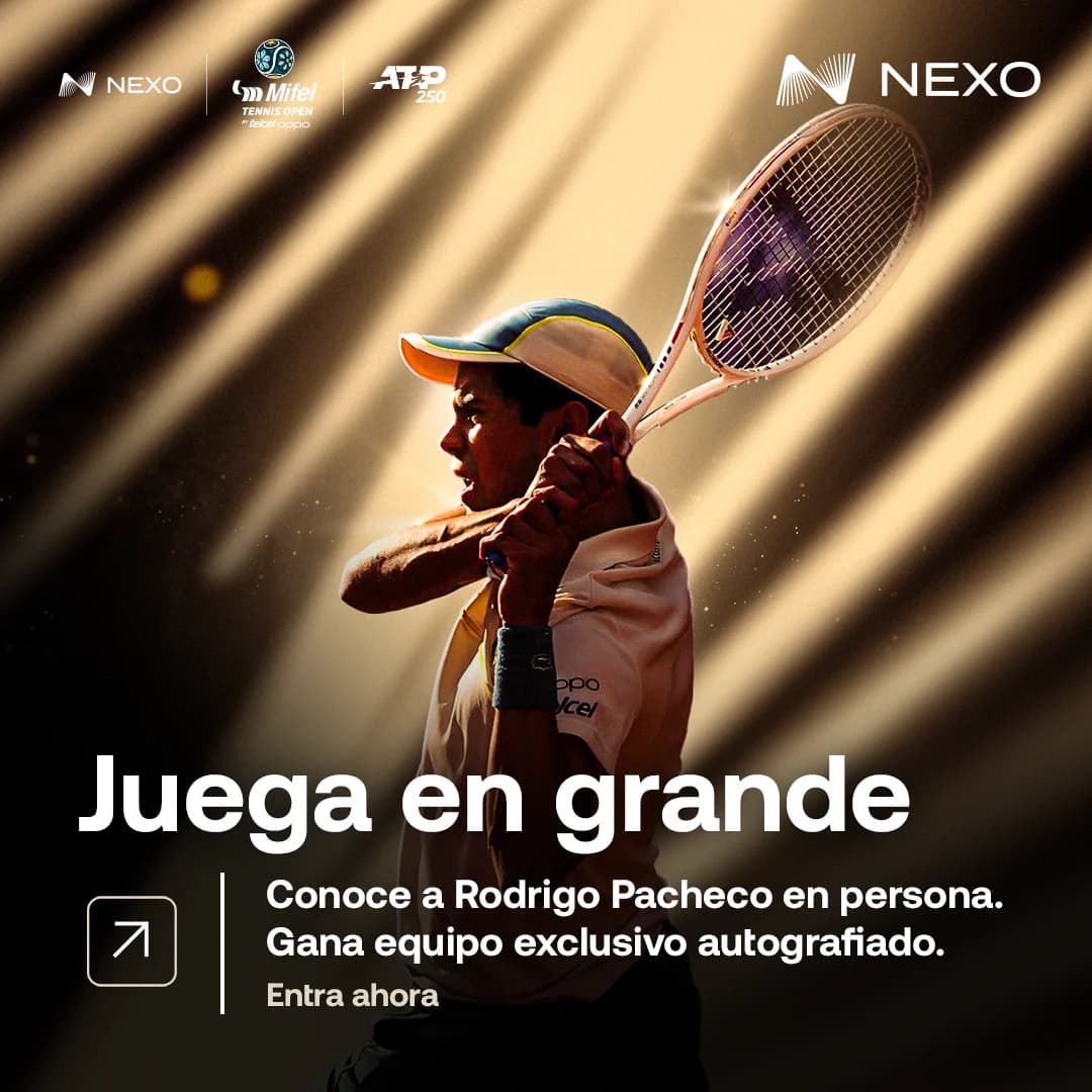 NEXO campaign creative for the Mifel Tennis Open, an ATP 250 tournament